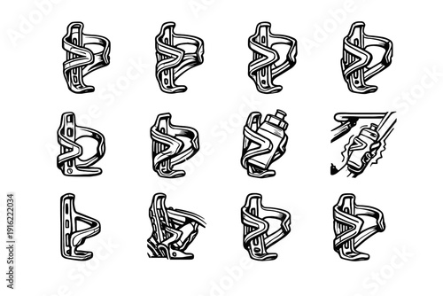 Cycling icon grip base modern vector bike bottle design bolt solid aesthetic