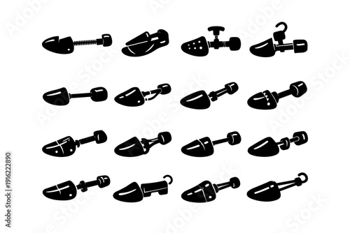 Vector tool generation shoe silhouette footwear travel stretcher filled icon image care