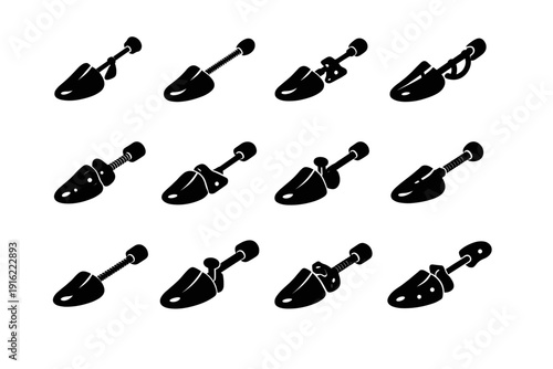 Metal mechanism generation image shoe simple geometry tension silhouette icon stretcher tree