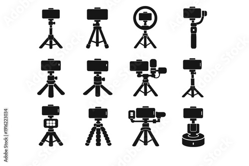 Vector social icon stand creator tool image simple generation solid phone recording