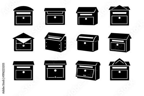 Mailbox vector letter image generation icon simple metal geometry robust rigid construction