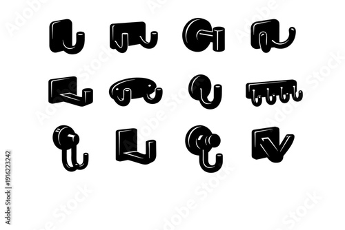 Durable metal icon rigid image bathroom vector simple construction hook stainless hardware