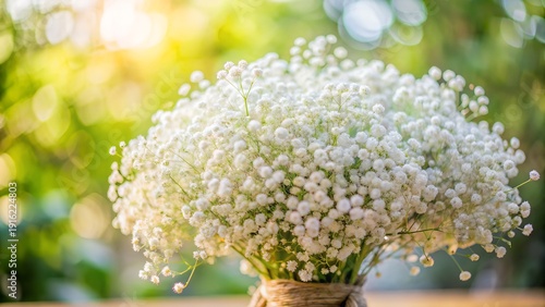White flowers of gypsophila. blurred and fuzzy plant background . High quality photo