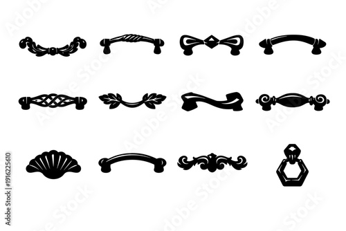 Vector image furniture black cabinet aesthetic form icon pull decor simple sculptural