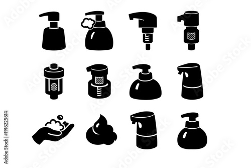 Generation helper foamer simple icon hygiene image dispenser black device vector clean