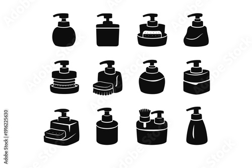 Helper cleaning vector generation pump kitchen simple item aid image black icon