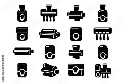Squeeze solid icon toothpaste utility vector unit icons automatic silhouette dispenser modern