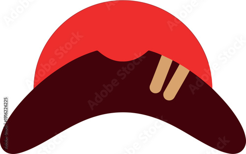 Vector illustration of a classic pirate hat with red bandana and gold trim for adventure or costume themes