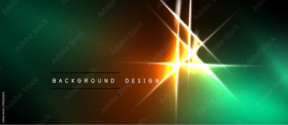 Naklejka premium Abstract background features vibrant gradients, bright light flares, dynamic lines. Modern design evokes energy, innovation.