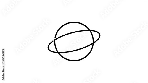 Looping Loading Animation in Saturn Planet Monoline, Simple Loader for UIUX