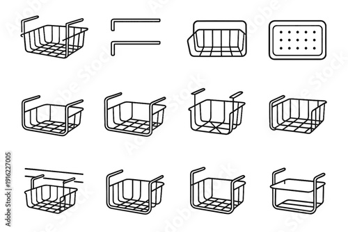 Item organizer safety shelf mounting perforated vector metal rounded icon arms compact
