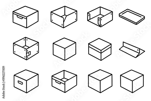 Side storage simple icon clean vector modern foldable drawer layout box handle