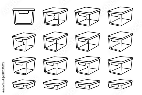 Storage icon stackable design geometry fridge vector simple compact container solution bin