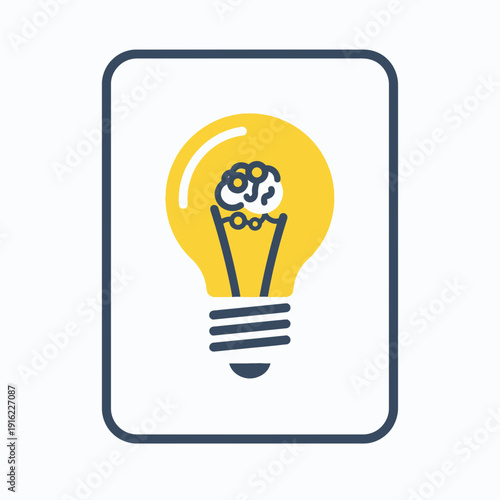 Illustration of a lightbulb with a brain inside it, symbolizing ideas or innovation.
