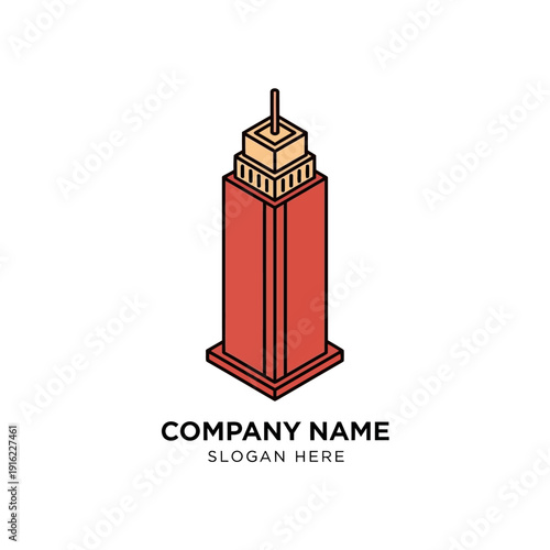 Red Building Logo Design Template Illustration.