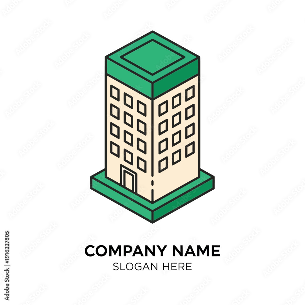 Fototapeta premium Green Office Building Illustration Template Design.