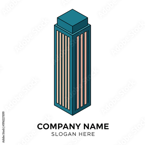 Modern Teal Colored 3D Company Logo Design.
