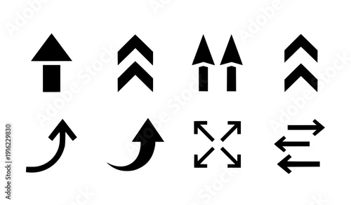 Swipe up icons vector set arrow buttons gesture symbols