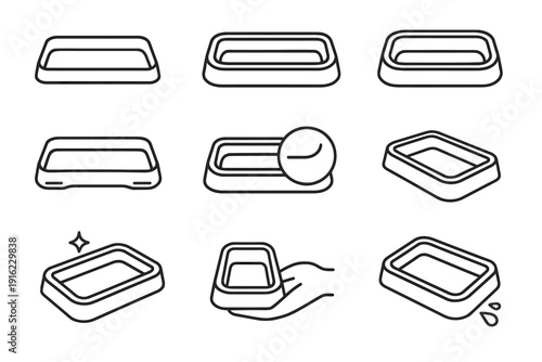 Bottom corners edge shallow food tray vector icon pads design clean pet