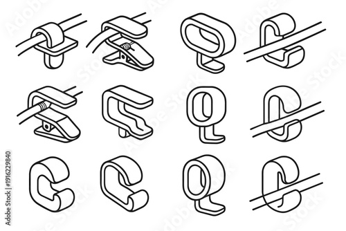 Desk cable outer clamp vector clip flat coating holder icons icon organizer