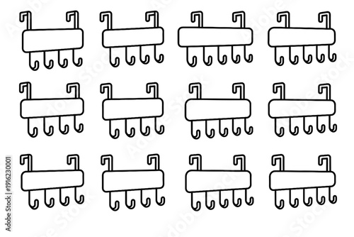 Icon storage utility metal holder staggered icons flat vector key design construction