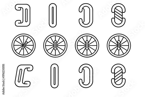 Form vector modern design clip build gear outline end icon bike spoke