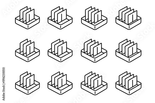 Alignment slots form compact modern vector straight icons style tray drawer icon