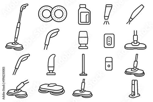 Spinning rings mop vector icon spray storage rotation cleaner plates cordless nozzle