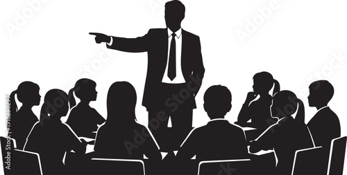 Businessman giving presentation to group of people in meeting