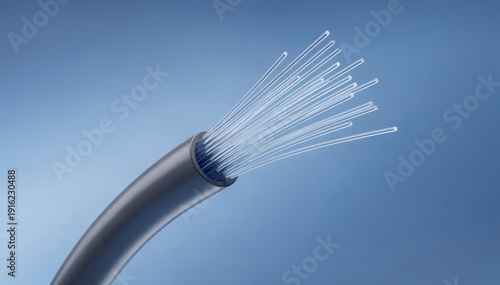Optical fiber cable for high speed internet connection. Modern data transmission technology. Digital communication network concept.