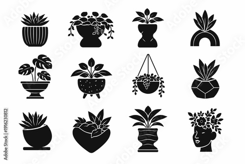 Simple icon accessory form planter generation image vector decorative solid pot element