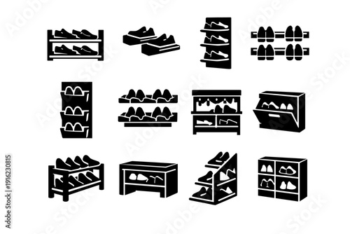 Shoe geometry vertical footwear image icon system storage vector generation simple compact