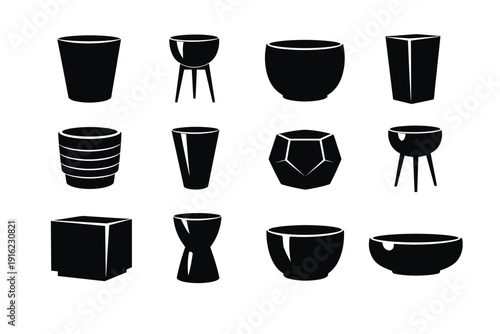 Container focal icon greenery geometry oversized image simple large vector black silhouette