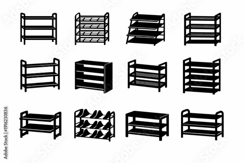 Icon image rack silhouette shoe simple durable generation vector rigid footwear style