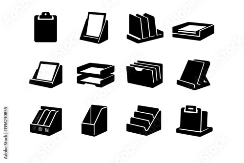 Workspace compact paper generation filled icon holder modern image silhouette clean simple