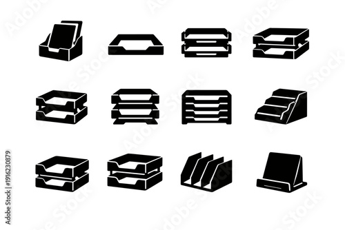Organizer vector geometry flat filled icon horizontal stackable icons holder paper