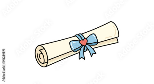 Delicate scroll with a love heart ribbon ideal for romantic invitations or messages