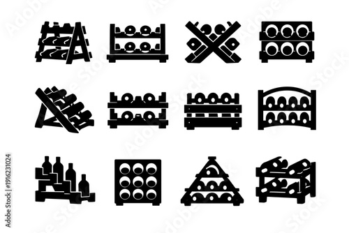 Vector rack generation filled holder bottle simple storage minimal image silhouette icon