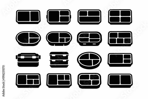 Separated vector simple portion control generation icon food box sections lunch meal