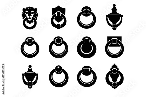 Metal knocker vector traditional door functional icon round icons hardware entrance