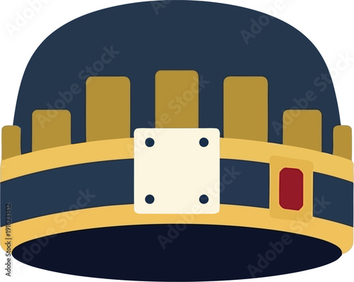 Vector illustration of a traditional Fez hat with gold trim and decorative accents