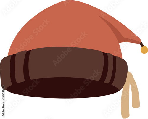 Vector illustration of a Phrygian cap with brown band and red top, traditional liberty hat icon