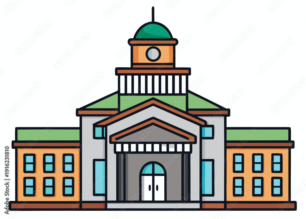 custom made wallpaper toronto digitalElegant iconic courthouse with classical architecture, dome, and columns representing justice and history in vector graphic style