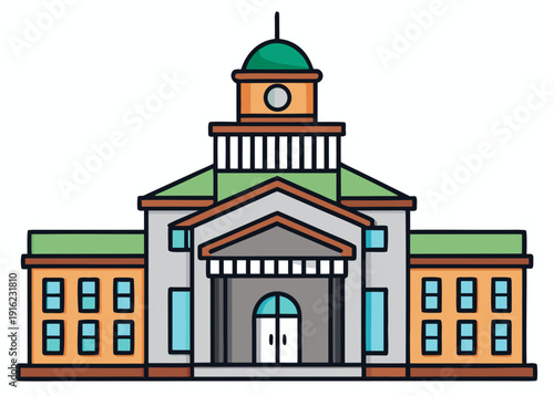 Wallpaper Mural Elegant iconic courthouse with classical architecture, dome, and columns representing justice and history in vector graphic style Torontodigital.ca