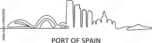 Port of Spain skyline silhouette famous buildings landmark historical city famous architecture tourism