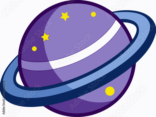 Vibrant purple planet with rings and stars: cosmic celestial theme for astronomy and space enthusiasts