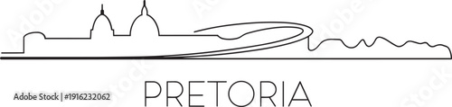 Pretoria skyline continuous line drawing famous buildings landmark historical city architecture
