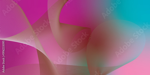 Bisque Fuchsia and azure abstract shape grainy gradient background with black backdrop and noisy texture for wide banner poster and header design