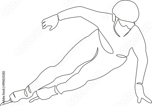 One continuous single drawing line art flat doodle speed, athlete, competition, male, training, sport, agility, determination, race. Isolated image hand draw contour on a white background; hand drawn;