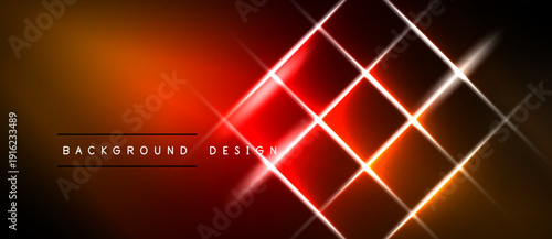 Abstract red neon grid. Bright lines intersect, creating dynamic visual effect. Dark background enhances luminosity.